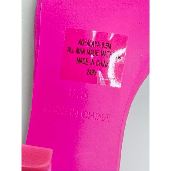 AQUA Sandals Womens Size 8.5 Square Toe Pink Raffia Detail Slip On Heel NEW - Picture 9 of 11